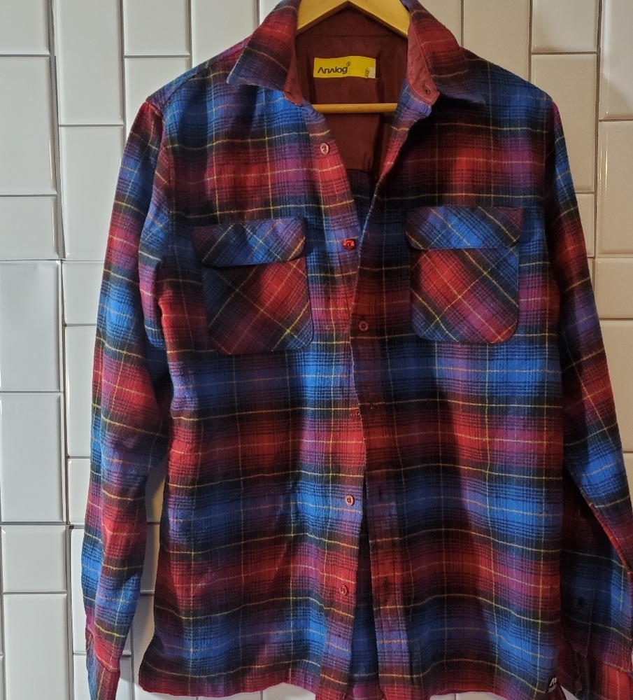 ANALOG Mens Plaid Longsleeve Shirt  Dark Red/Blue 